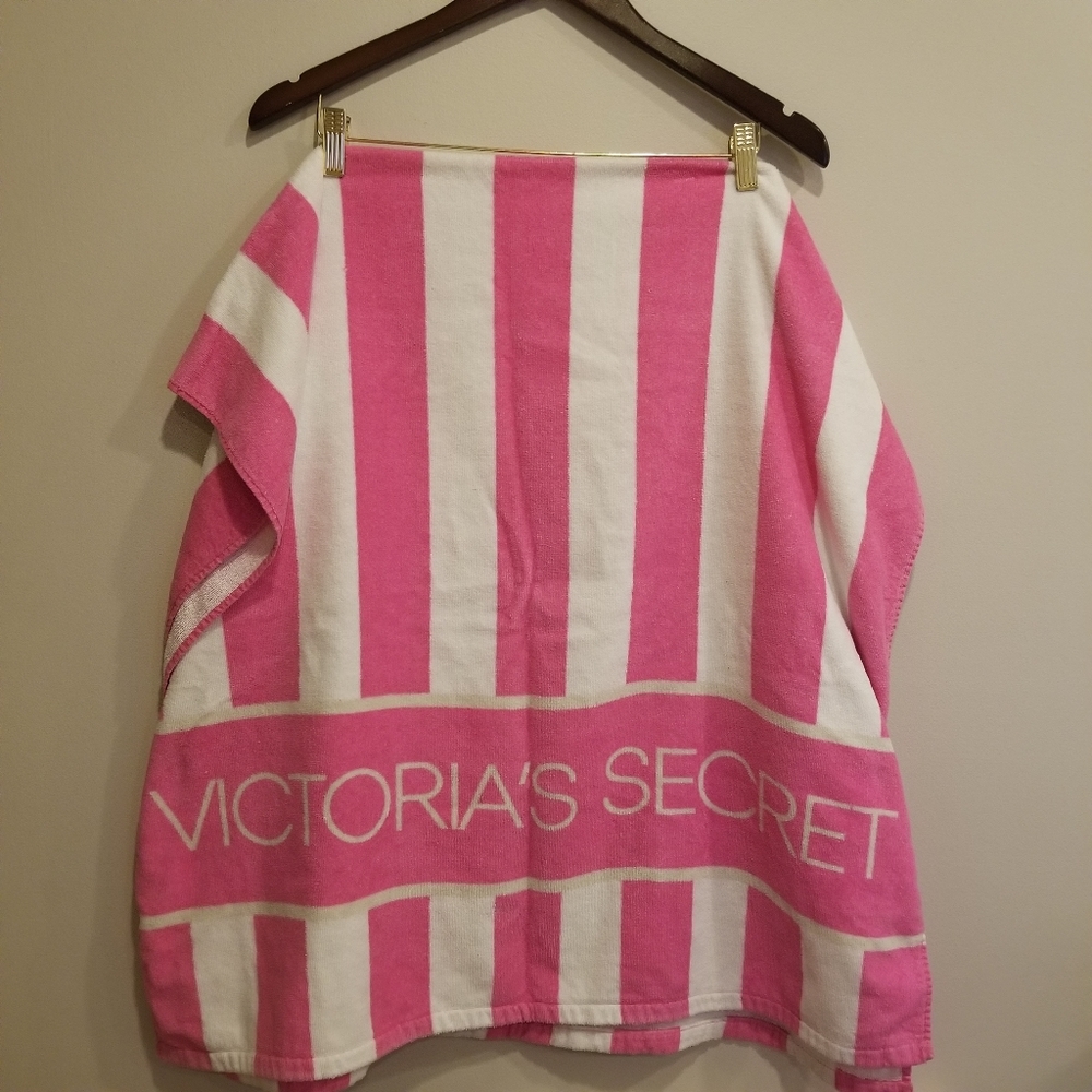Victoria's Secret Pink White Striped Beach Towel